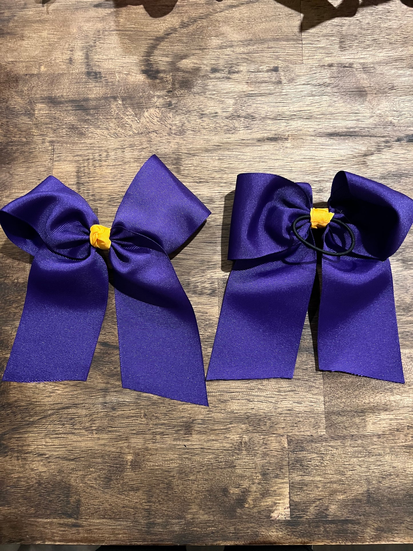 Purple and Gold Ponytail 7 inch Bow