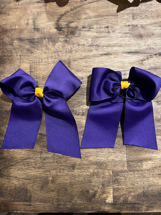 Purple and Gold Ponytail 7 inch Bow