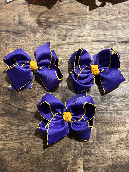 Purple and Gold Moon-stitched 5 Inch Hair Bow