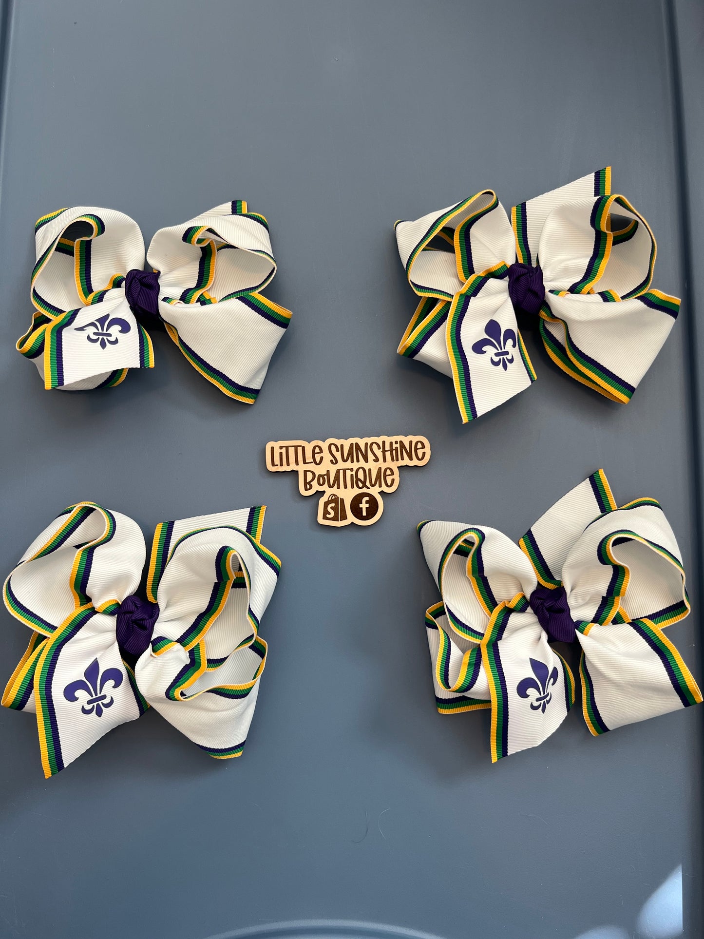 Mardi Gras Fleur de Lis Hair Bow