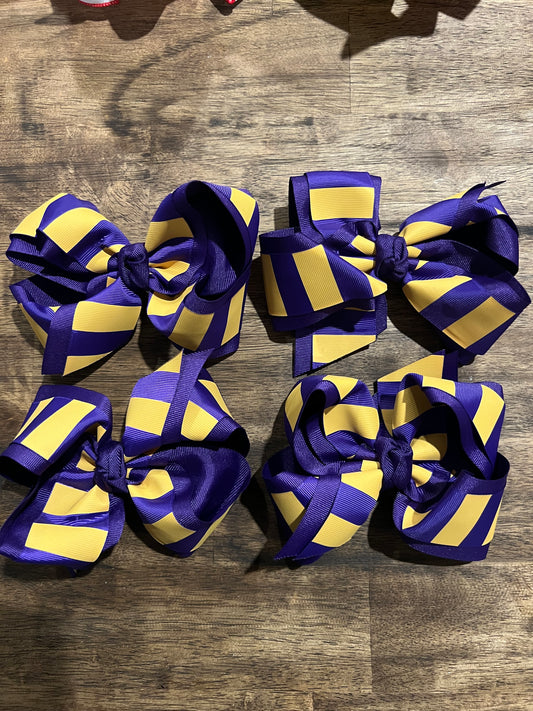 Purple and Gold Stripe 5 Inch Bow