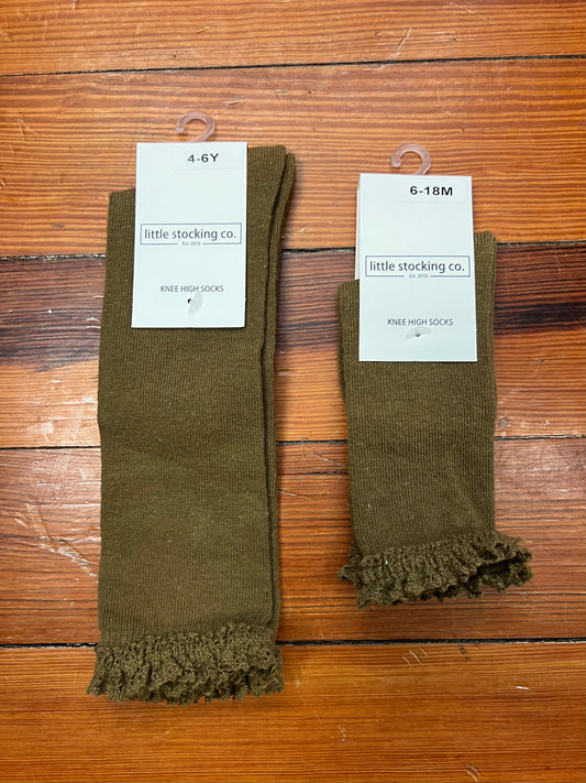 Olive Knee High Socks