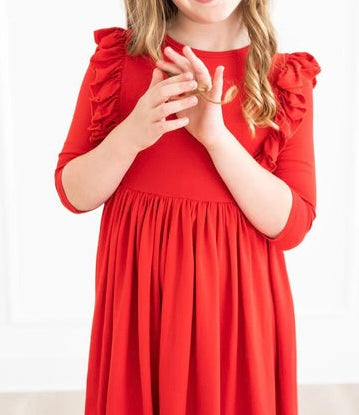 Red Ruffle Twirl Dress