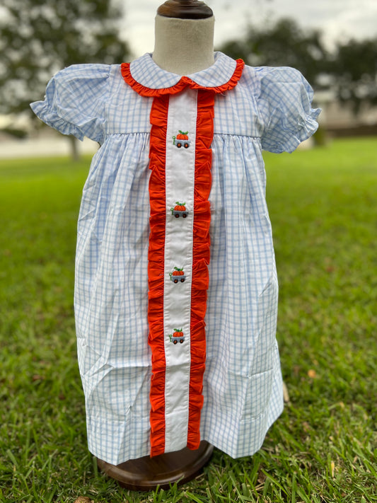 Pumpkin Embroidered Dress