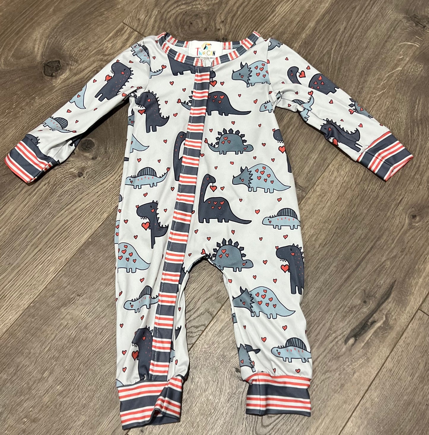 Valentines Dino Romper