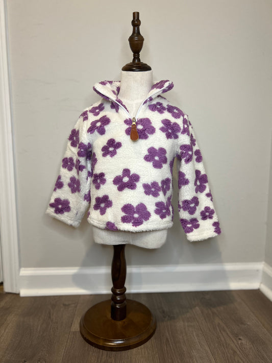 Purple Flower Sherpa Sweater