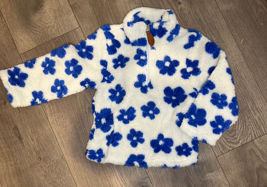 Blue Flower Sherpa Sweater