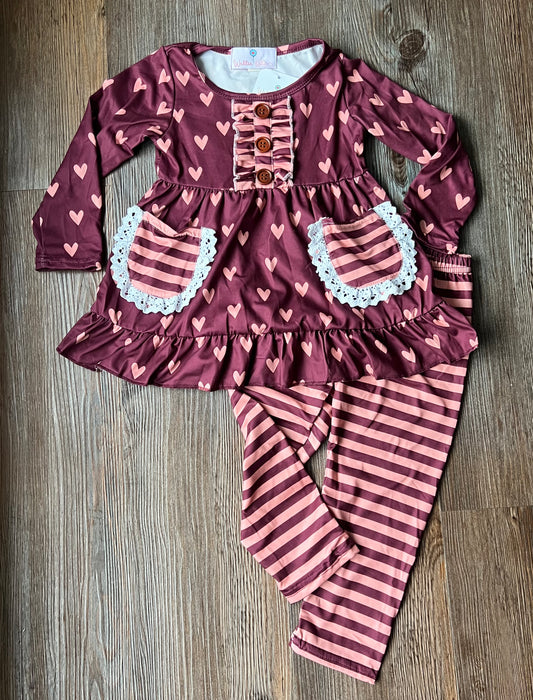 Maroon Heart Pant Set