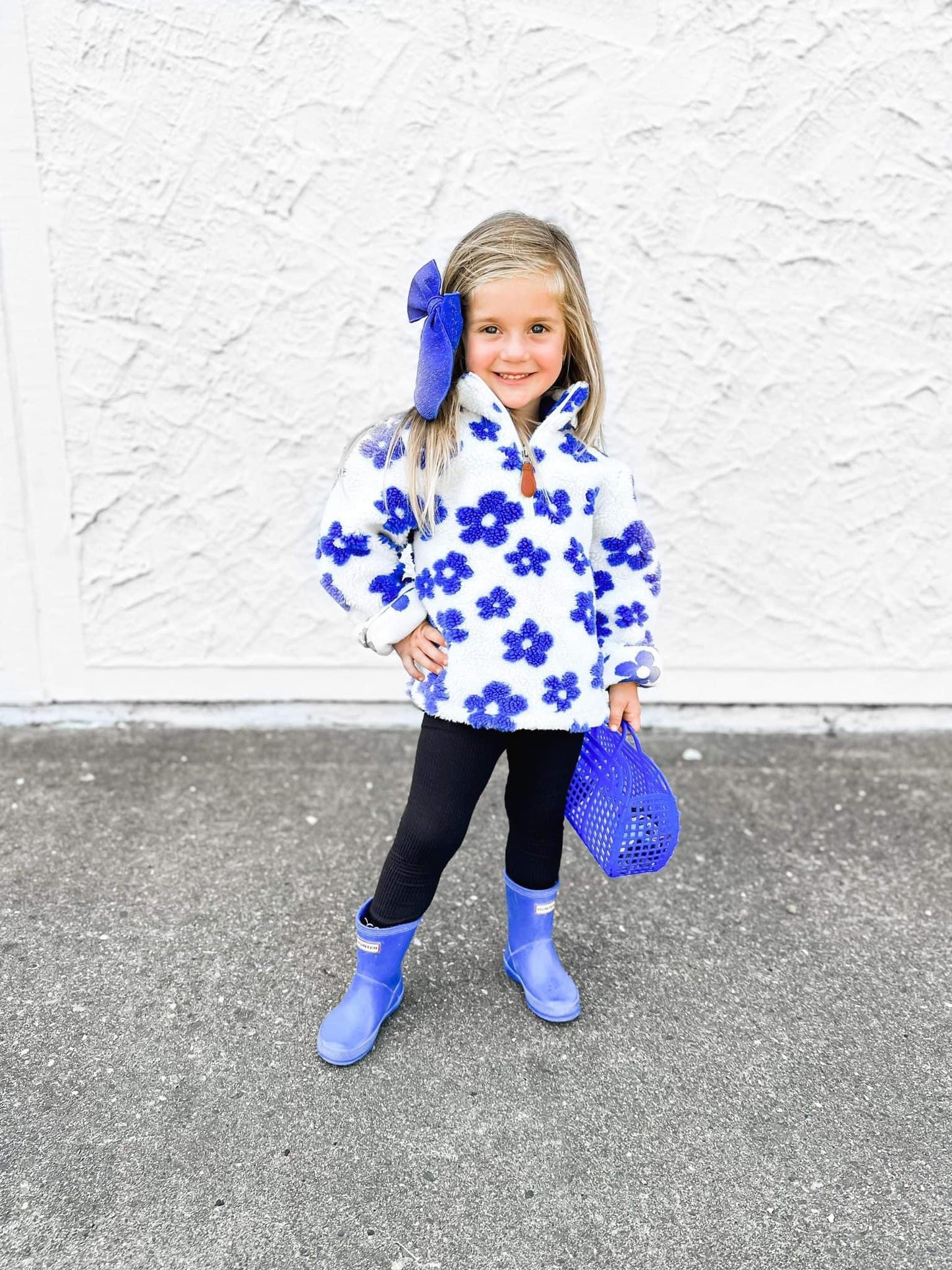 Blue Flower Sherpa Sweater