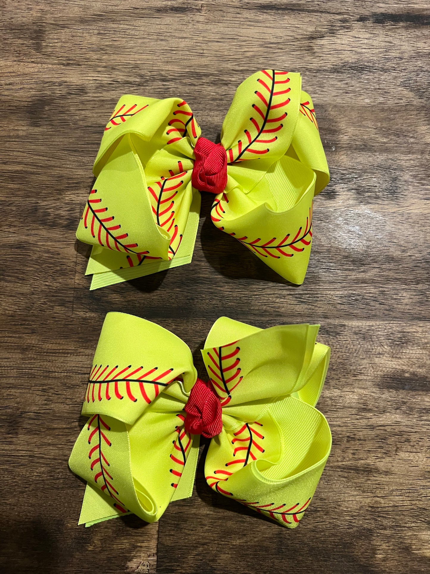 Yellow Softball 5 Inch Hair Bow