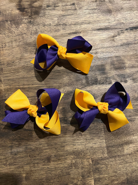 Purple and Gold 4.5 Inch Hair Bow