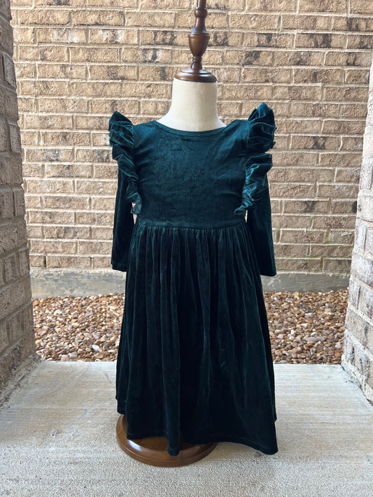 Teal Velvet Twirl Dress