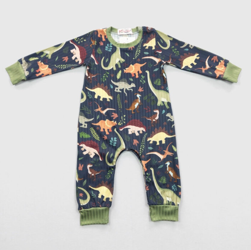 Dino Long Sleeve Boy Romper